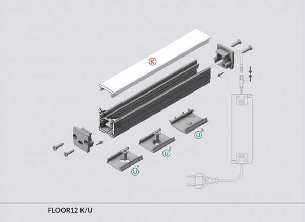 FLOOR12 K/U ΧΩΝΕΥΤΟ ΠΡΟΦΙΛ ΤΑΙΝΙΑΣ LED ΓΙΑ ΔΑΠΕΔΟ 0393