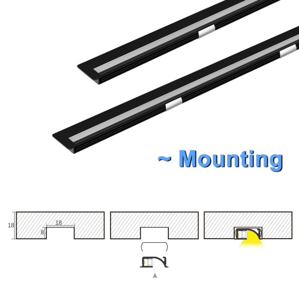 AP89 Χωνευτό Προφίλ για ταινία LED 4mm 2392