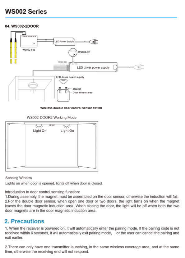 WS002-DOUBLE DOOR MAGNETIC WIRELESS DOOR SENSOR (2954)